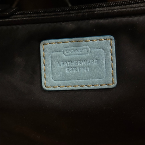 Coach Vintage Black Nylon Cosmetic Pouch with Blue Leather Creed - Picture 2 of 8